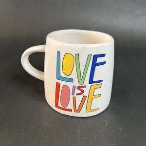 Queer Eye Love Is Love Mug – White Ceramic Cup with Rainbow Text, Pride Gift